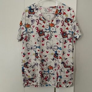 Butterfly cancer Print Scrub Top